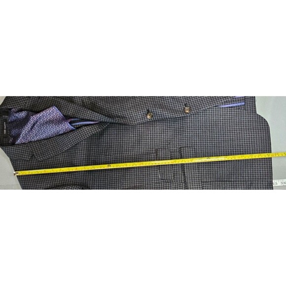 Ted Baker Mens 44L No Ordinary Joe Wool Black Gray Plaid Suit Coat NWOT - Picture 10 of 15